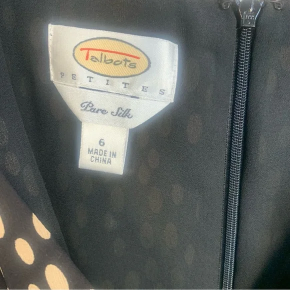 Talbot Petites Vintage 100% Pure Silk V Neck Wrap Polka Dot Midi Dress - Picture 10 of 12